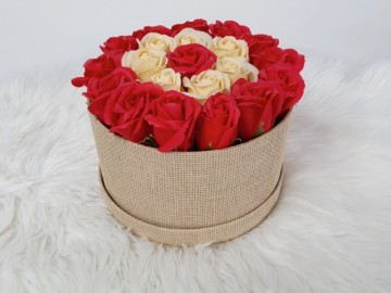 Flower box rond flower soap zeepbloem decoratie bloemen 6